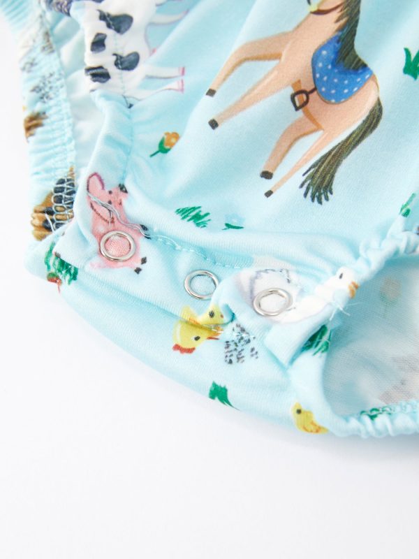 Farm Girl Ruffle Print Pink Romper Online now - Image 5