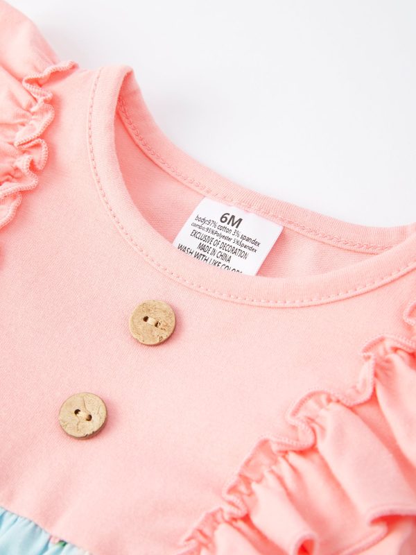 Farm Girl Ruffle Print Pink Romper Online now - Image 3